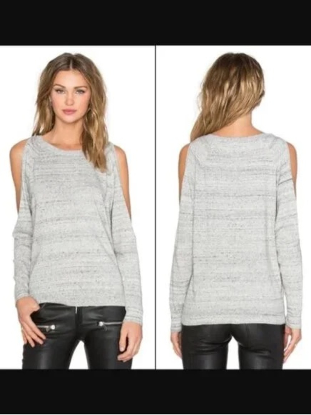 Light Gray Cold Shoulder Knit Top small